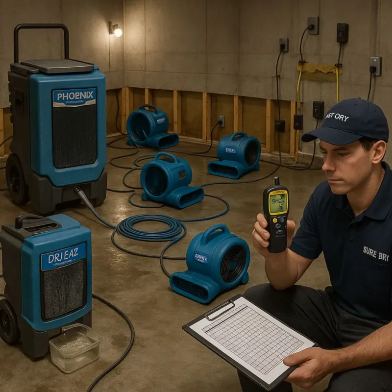 Structural Drying and Dehumidification process in El Lago, TX